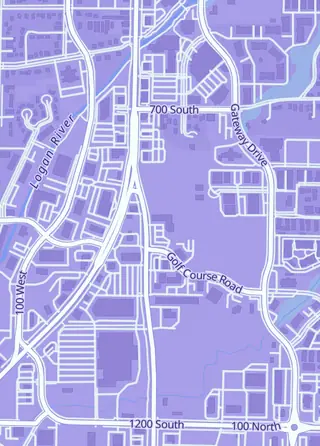 Street map around Game Grid, Logan