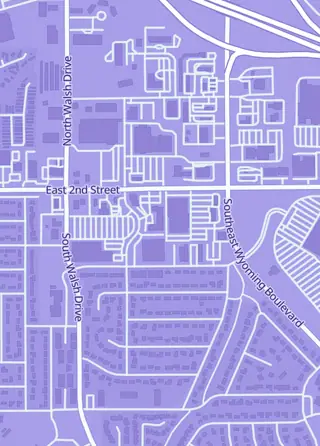 Street map around Game Masters Casper, Casper