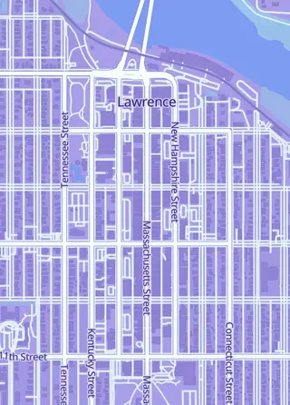 Street map around Game Nut Entertainment, Lawrence
