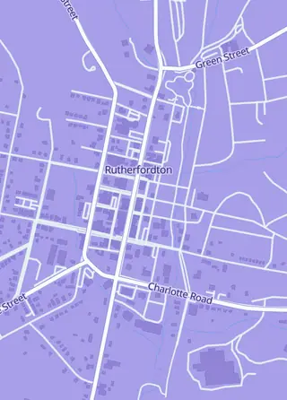 Street map around Game Source, Rutherfordton