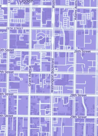 Street map around Game Vault, Ogden