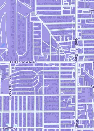 Street map around Gamers Cove, Phoenix