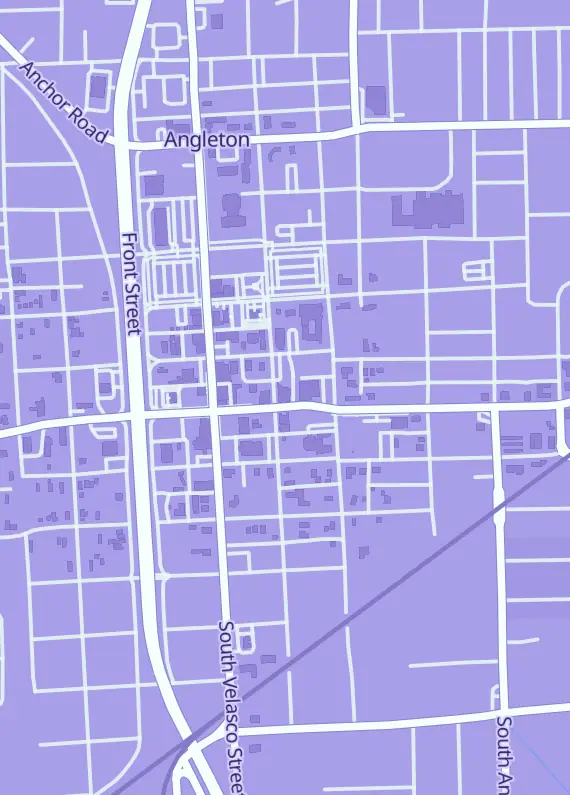 Street map around Games at The Vault, 611 E Orange St, Angleton, TX