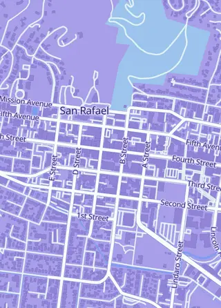 Street map around Gamescape North, San Rafael