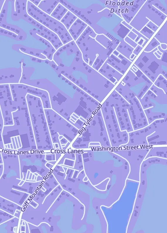 Street map around Gaming Paradise, 5508 Big Tyler Rd, Charleston, WV