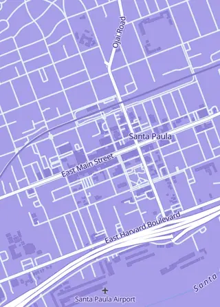 Street map around Gather and Play Cafe, Santa Paula