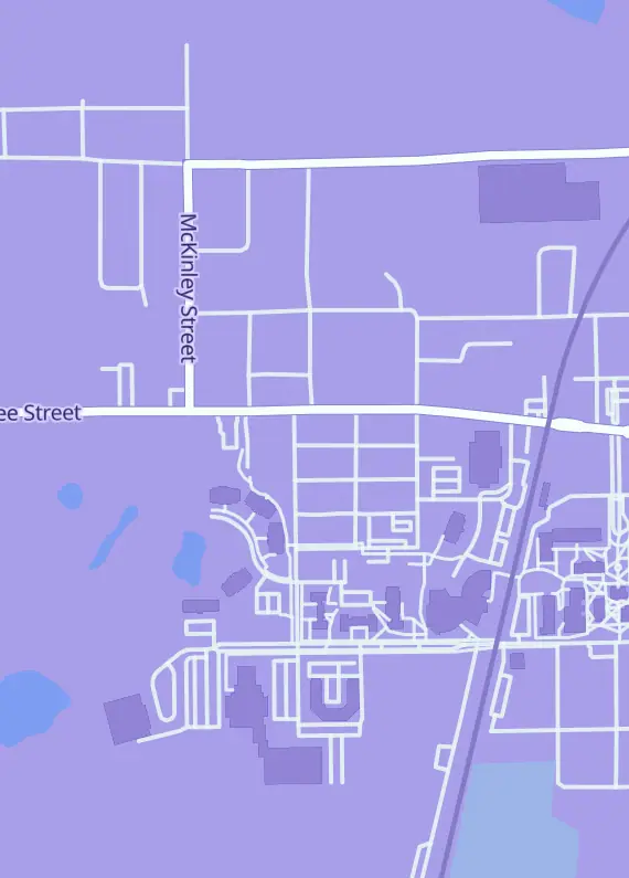 Street map around Gauntlet Food And Games, 909 W Maumee St Ste D, Angola, IN
