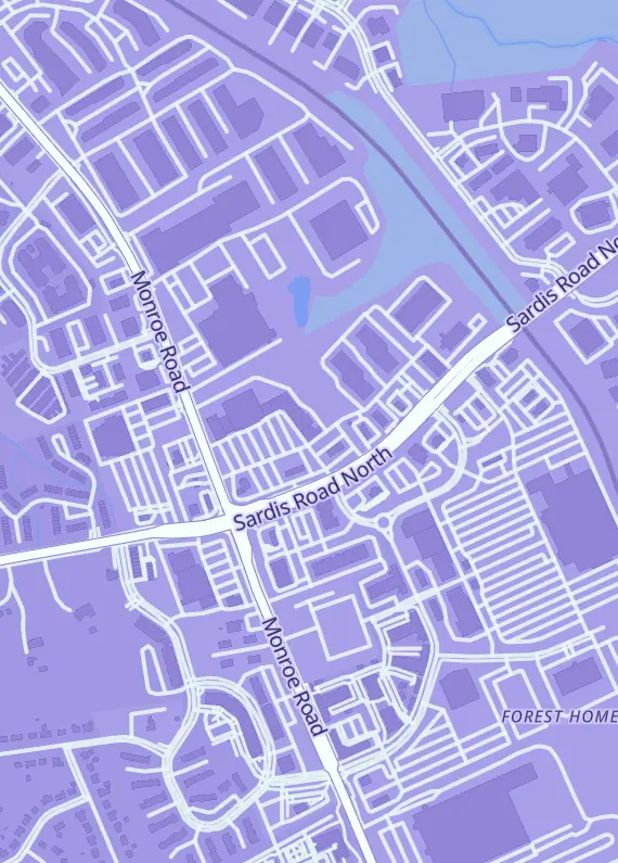 Street map around Geekd Out Cards & Collectibles, 1727 Sardis Rd N #8A, Charlotte, NC