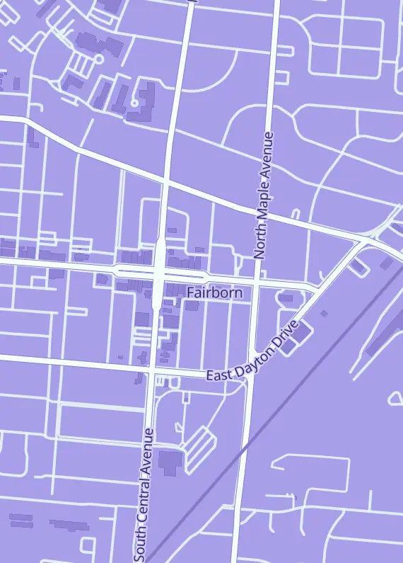 Street map around Gem City Collects, 22 E Main St, Fairborn, OH