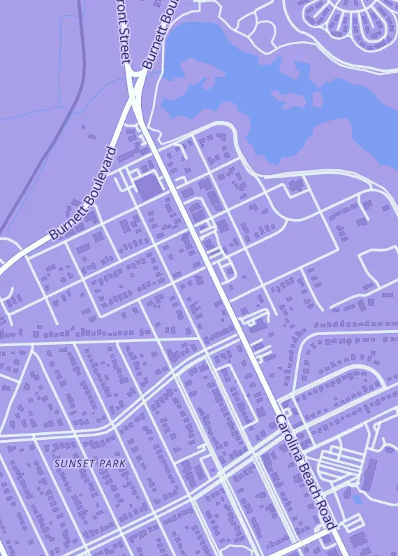 Street map around Gem Mint Twins Sports Cards, 1930-2 Carolina Beach Rd, Wilmington, NC