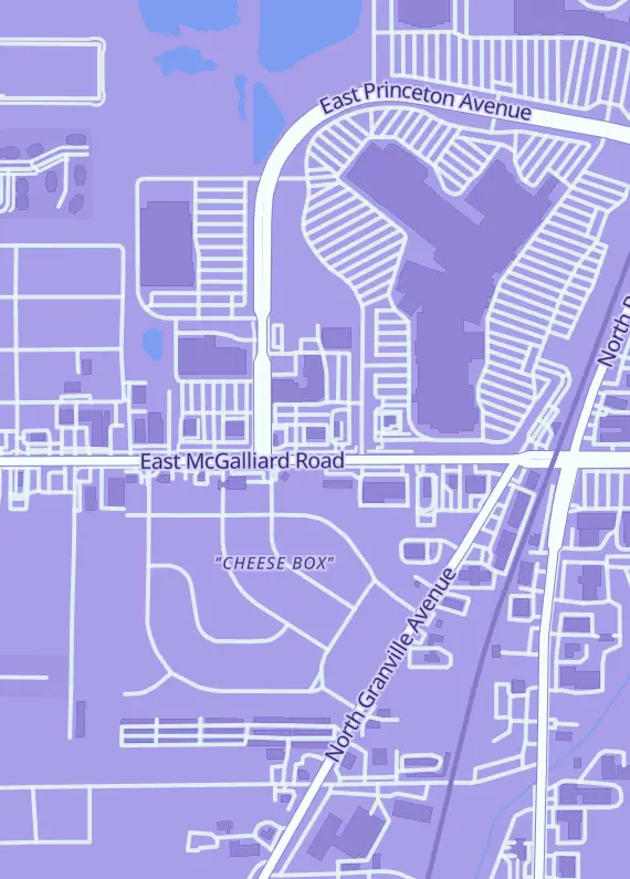 Street map around Generation Sports, 808 E McGalliard Rd, Muncie, IN