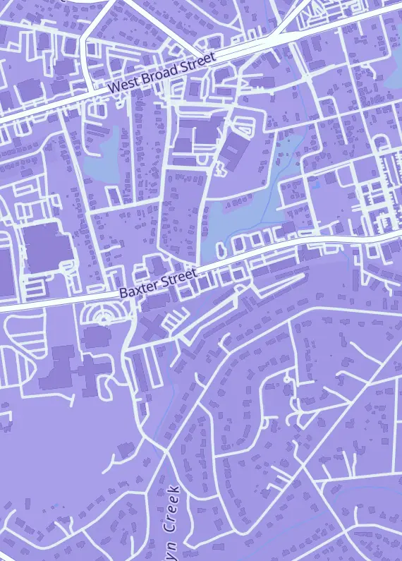Street map around Ginger Kid Collectibles, 1075 Baxter St A104, Athens, GA