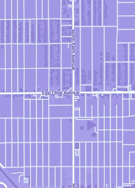 Street map around GoBack Gaming, 224 E Olive Ave, Fresno, CA