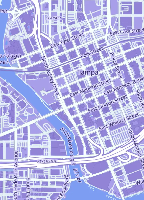 Street map around Golden Treasure Collectables, LLC, 400 N Tampa St Ste 1550 PMB 566222, Tampa, FL