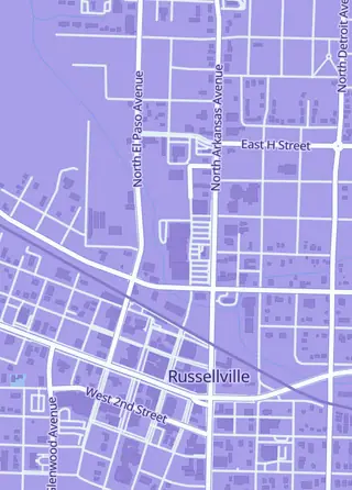 Street map around Good Game, Russellville