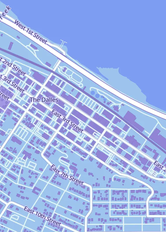 Street map around Gorge Pokeshop, 314 E 2nd St, The Dalles, OR