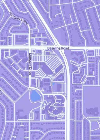 Street map around Grandmaster Games, Boulder
