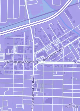 Street map around Gravity Games, Huntsville