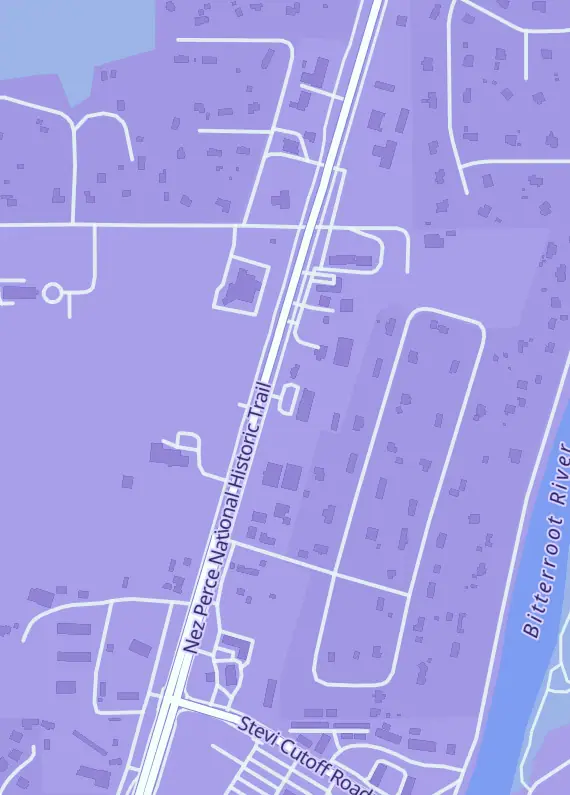 Street map around Graybeard's Collectibles, 3972 US-93 N, Ste G, Stevensville, MT