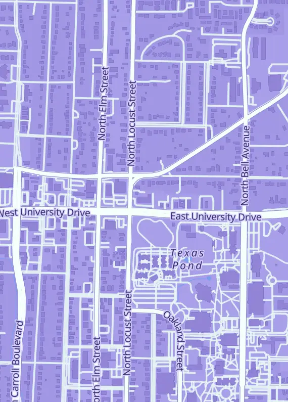 Street map around Grumpy's Comics, 111 E University Dr, Denton, TX