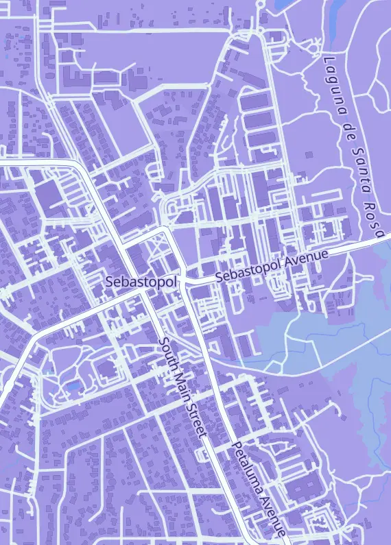 Street map around Gryphon's Nest, 100 Brown St Ste 110, Sebastopol, CA