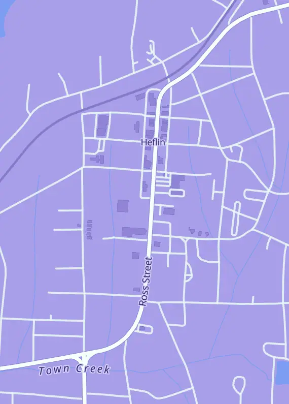 Street map around Heflin Hobby Hub, 751 Ross St, Heflin, AL