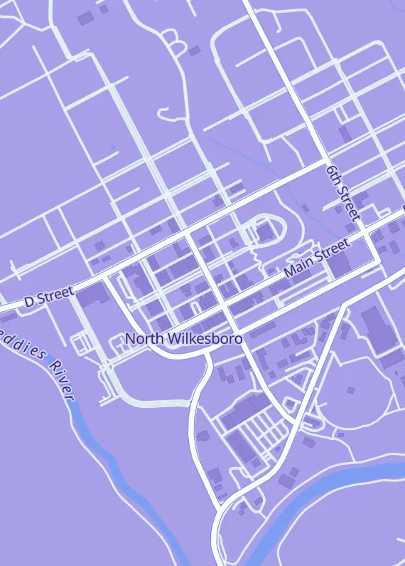 Street map around Hero Clash Collectibles, 217 9th St, North Wilkesboro, NC