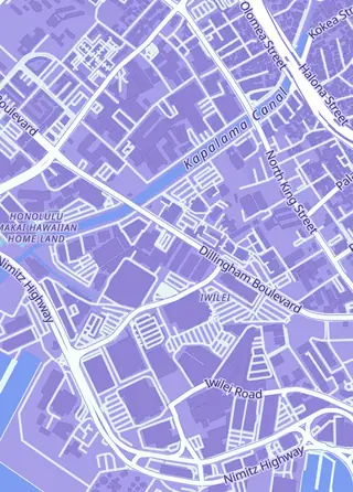 Street map around Hicollector, Honolulu