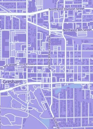 Street map around Hidden Treasure Gaming, Gresham