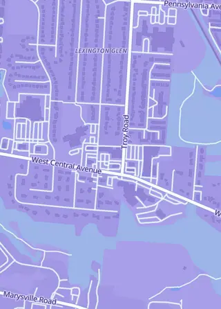 Street map around Hobby Central, Delaware