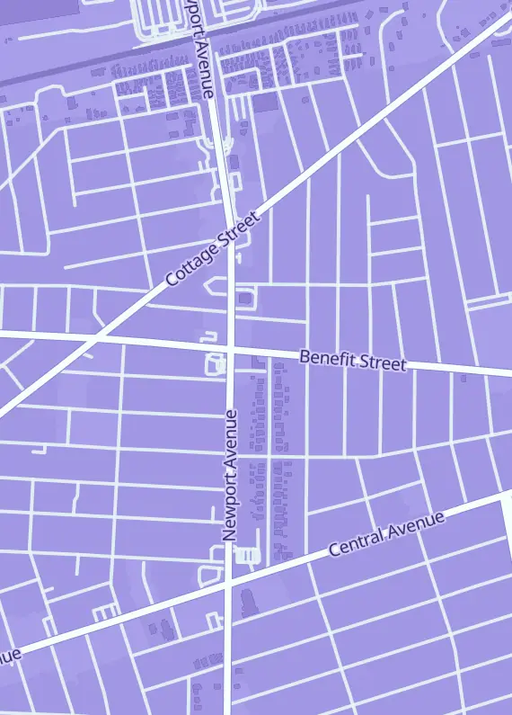 Street map around Hobby Haven, 435 Benefit St, Pawtucket, RI