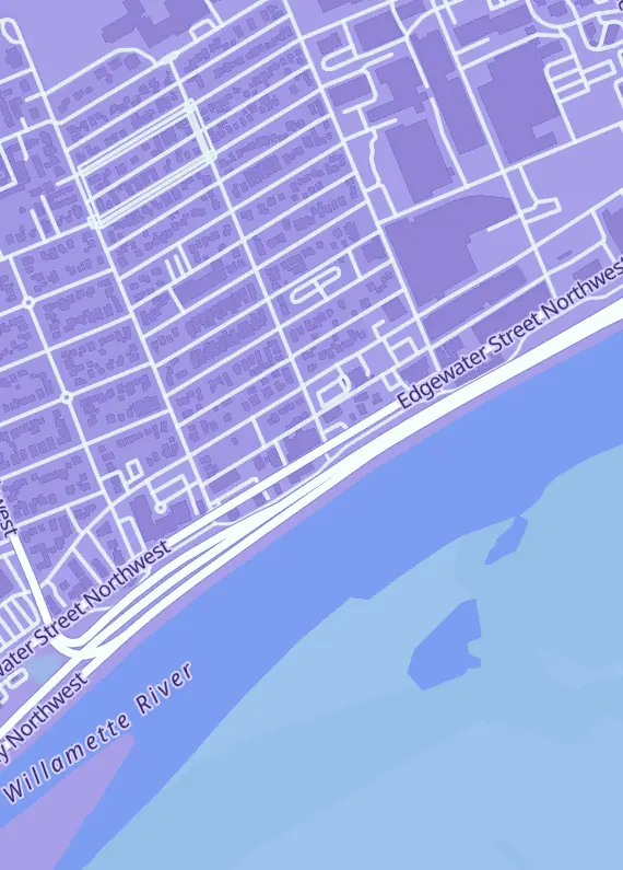 Street map around Hobby Vault, 1109 Edgewater St NW, Salem, OR