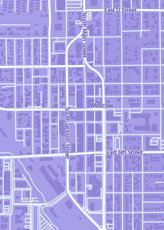 Street map around Hodgins Drug and Hobby, 307 S Main St, Moscow, ID