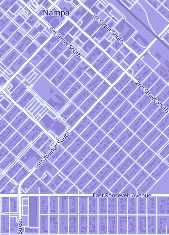 Street map around Infinite Heroes Games, 504 16th Ave S, Nampa, ID