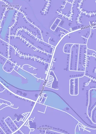 Street map around Infinity Flux, Chattanooga