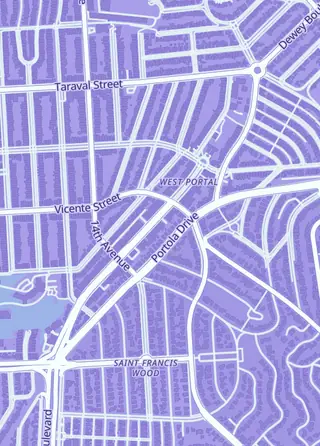 Street map around Invisible Jet Comics, San Francisco