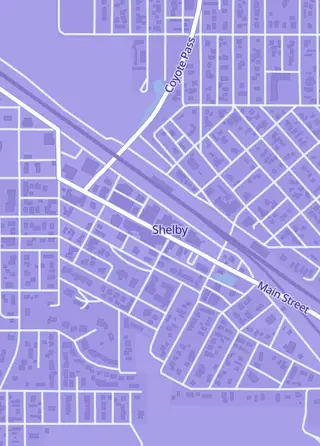 Street map around Item Shop, Shelby