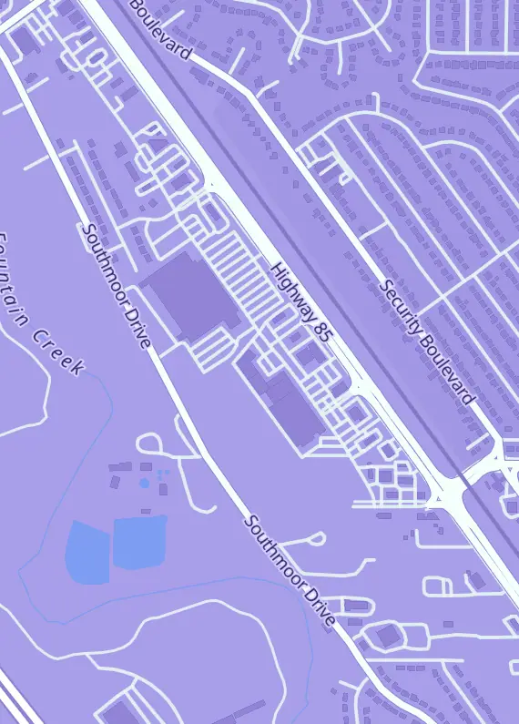 Street map around J & J Games N Hobbies, 6324 S U.S. Hwy 85 87, Fountain, CO