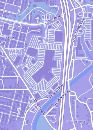 Street map around J&L Games, Kelso
