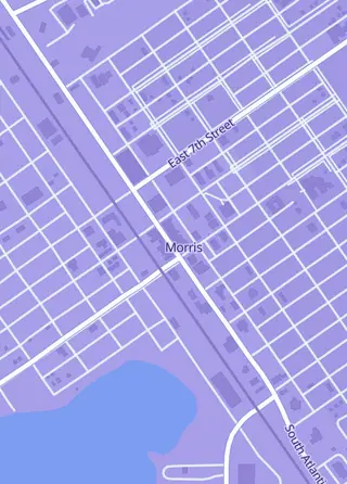 Street map around John's Total Entertainment, Morris