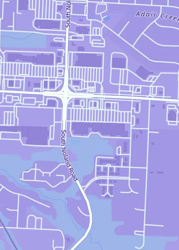 Street map around Josh's Cards, 14125 E US Hwy 40, Kansas City, MO
