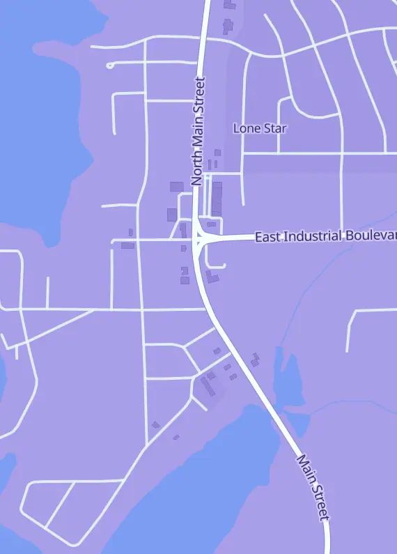 Street map around Joshua Tcg Booster Shop, 1234 Lone Star Drive Austin, TX USA, Lone Star, TX