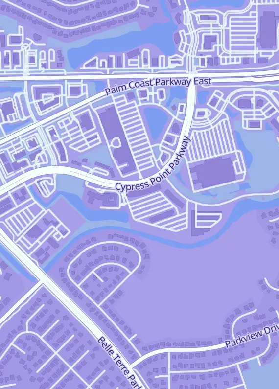 Street map around Ken's Comics and Collectibles, 160 Cypress Point Pkwy, Palm Coast, FL