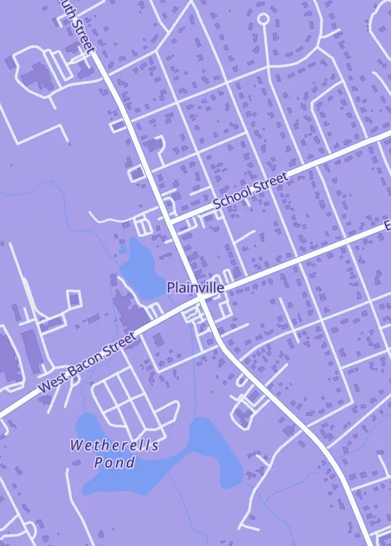 Street map around King Philip Cards & Collectibles, 117 South St, Plainville, MA