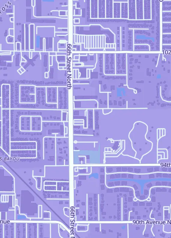 Street map around Kitchen Table Games, 9737 66th St N, Pinellas Park, FL