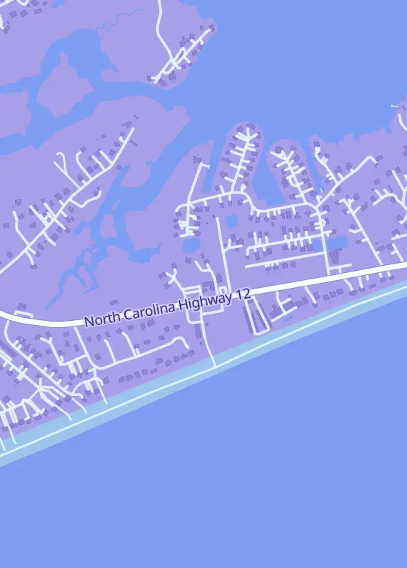 Street map around Kraken's Cove Games & More, 56910 North Carolina Hwy 12 E, Hatteras, NC