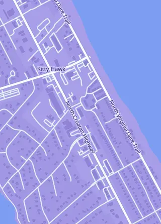 Street map around Kraken's Keep Cards & Games, Kitty Hawk