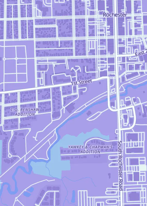 Street map around Kruk Cards, 210 Campbell St, Rochester, MI