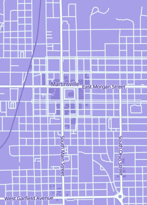 Street map around Krypton Comics, 77 E Washington St, Martinsville, IN
