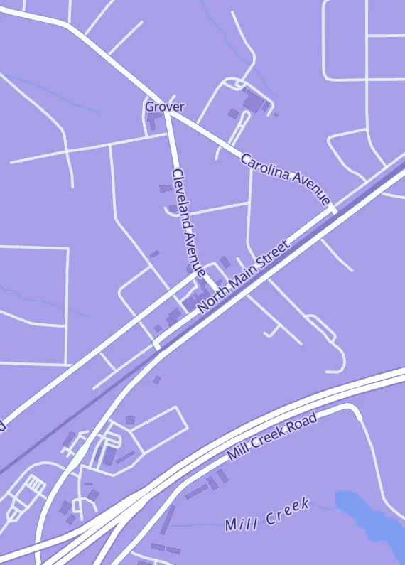 Street map around Kryptonic Comics & Collectibles, 101 Mulberry Rd, Grover, NC